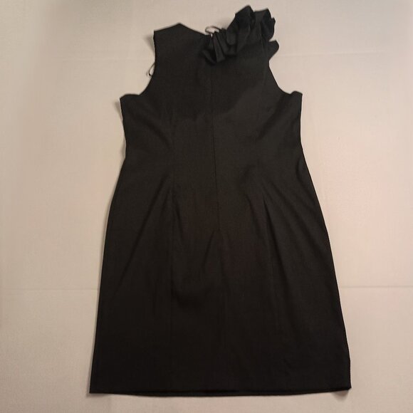 S.L. Fashions Black Dress with Rosette Adorned V-Neck and Back Women's Size 14 - Picture 7 of 16